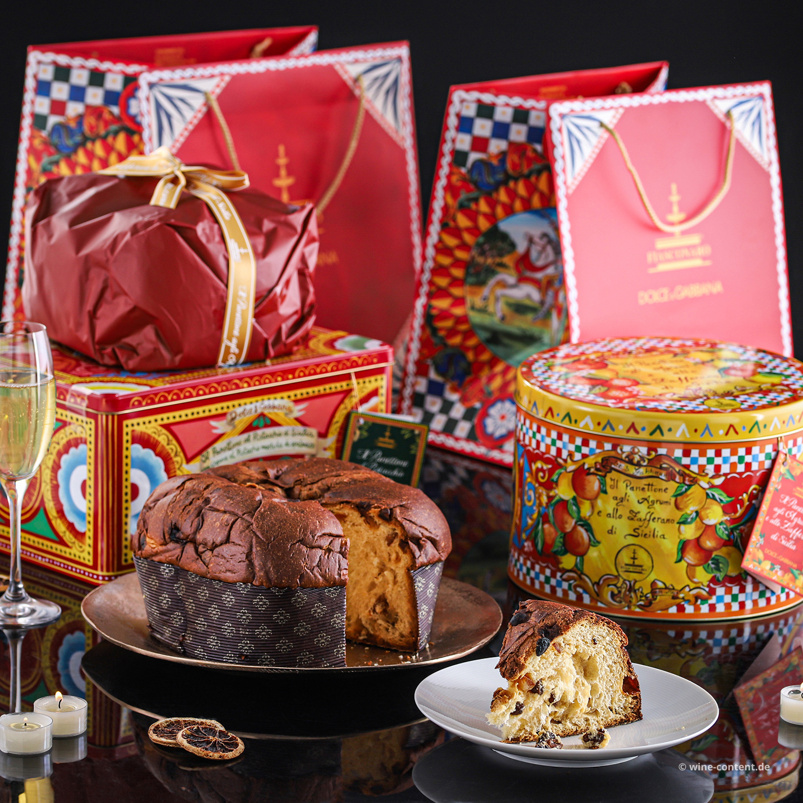1x Panettone mit sizilianischen Pistazien & 1x mit Zitrusfrüchten und Safran